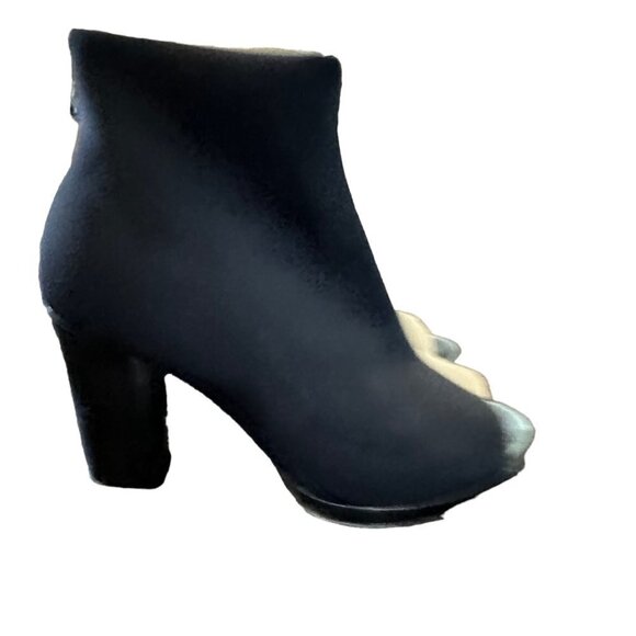 Vera Pelle Made In Italia Ankle Booties Black Cream Open Toe Festival Size 6.5 - Picture 6 of 10